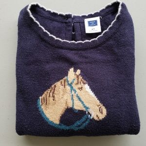 Janie and Jack Girl's Navy Blue Horse Sweater 2T